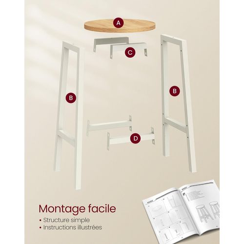 Tabouret De Bar, Lot De 4, Chaise De Cuisine, Siège Haut,  Pour Cuisine, Salle à Manger, Blanc