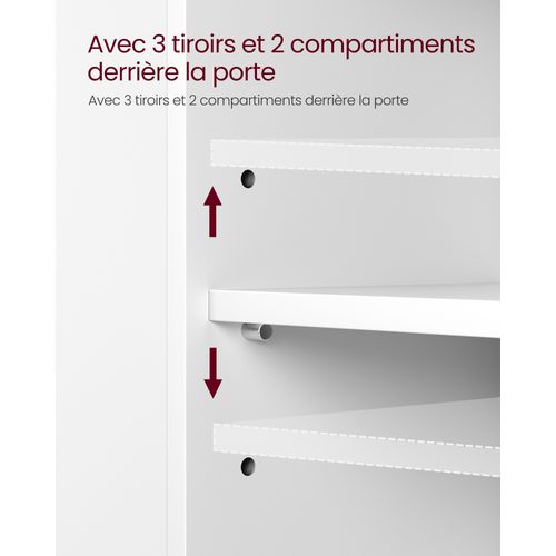 Meuble Sous Lavabo, 1 Porte et 3 Tiroirs, 30 X 70 X 64 Cm, Avec Pieds, Blanc Nuage