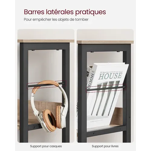 Meuble De Rangement 3 Niveaux, 9 Cubes, 30 X 100 X 103,1 Cm, Marron Camel Et Noir D'encre