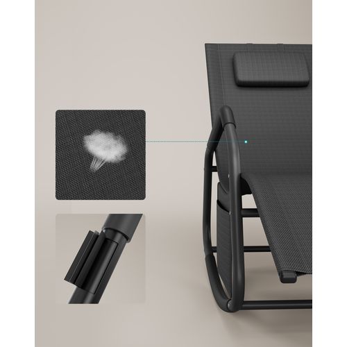 Fauteuil à Bascule, Appui-tête, En Acier, Tissu Respirant, Noir