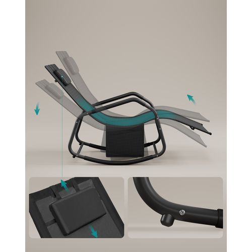 Fauteuil à Bascule, Appui-tête, En Acier, Tissu Respirant, Noir