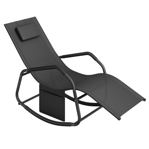 Fauteuil à Bascule, Appui-tête, En Acier, Tissu Respirant, Noir