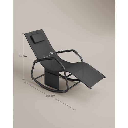 Fauteuil à Bascule, Appui-tête, En Acier, Tissu Respirant, Noir