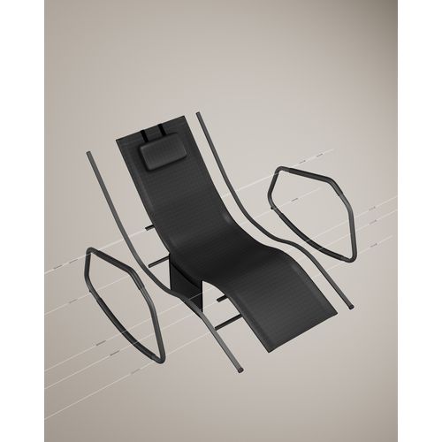 Fauteuil à Bascule, Appui-tête, En Acier, Tissu Respirant, Noir