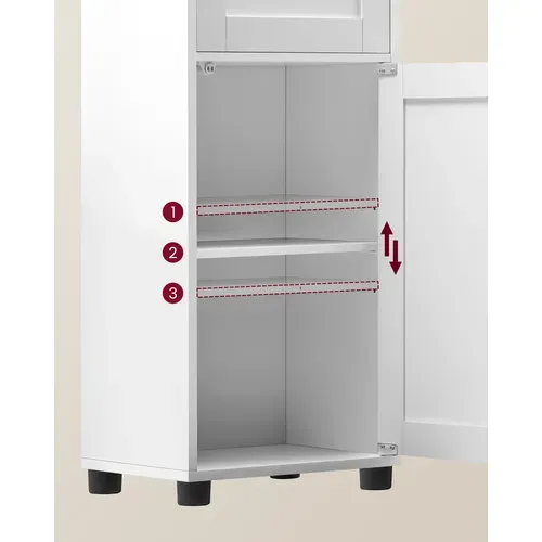 Colonne De Rangement, 2 Portes, 1 Tiroir, Effet Bois, Blanc Nuage