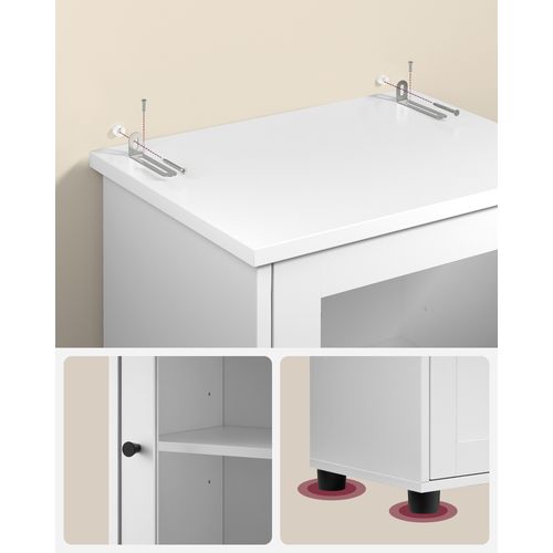 Colonne De Rangement, 2 Portes, 1 Tiroir, Effet Bois, Blanc Nuage