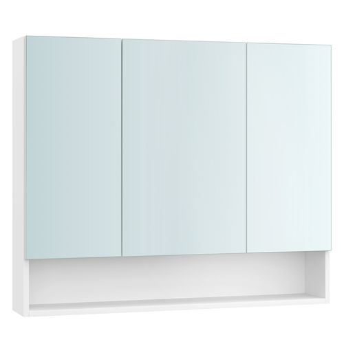 Armoire De Salle De Bain Avec Portes Miroir, Étagères Réglables, 16,5 X 90 X 75 Cm, Blanc Nuage