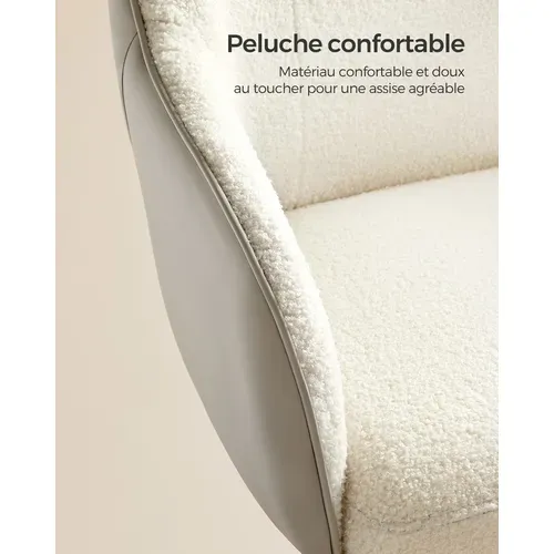 Chaise De Bureau, Siège Pivotant, Réglable En Hauteur, Tissu Peluche Respirant Et Pu, Beige