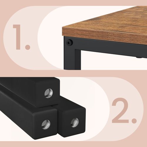 Bureau Gaming Avec Lumières LED Et Multiprise,avec Support D'écran, 2 Tiroirs, 2 Ports USB, Marron