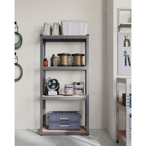 Étagère Charge Lourde à 4 Niveaux, Montage Sans Vis, Capacité 520 Kg, 40 X 80 X 160 Cm, Gris