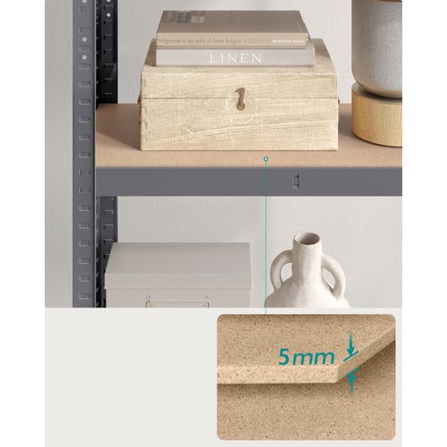 Étagère Charge Lourde à 4 Niveaux, Montage Sans Vis, Capacité 520 Kg, 40 X 80 X 160 Cm, Gris