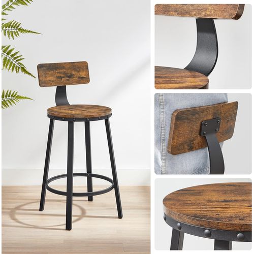 Chaises De Bar, Tabourets Hauts, Siège De 62,5 Cm De Haut, Marron ,lot De 4