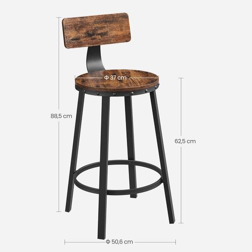 Chaises De Bar, Tabourets Hauts, Siège De 62,5 Cm De Haut, Marron ,lot De 4