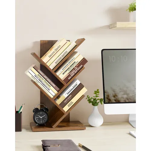 Bibliothèque Sur Pied à 5 Niveaux, Avec Étagères, Pour Chambre, Salon, Bureau, Marron Rustique