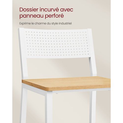 Tabourets De Bar, Lot De 4, Sièges Cuisine, Style Industriel, Beige Chêne Et Blanc
