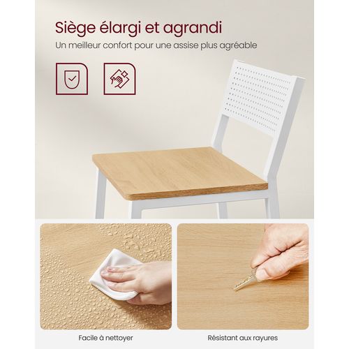Tabourets De Bar, Lot De 4, Sièges Cuisine, Style Industriel, Beige Chêne Et Blanc