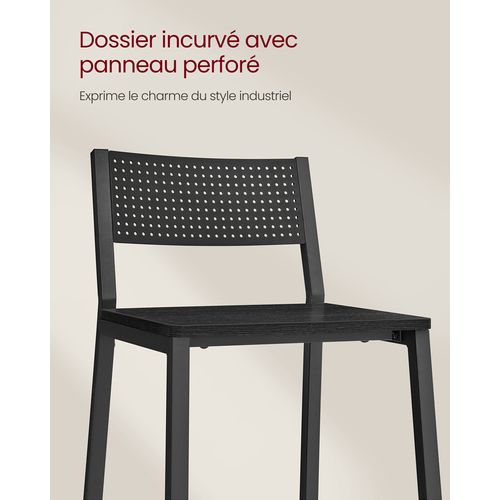 Tabourets De Bar, Lot De 4, Sièges Cuisine, Style Industriel, Gris Anthracite Et Noir