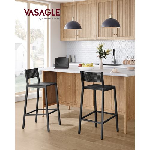 Tabourets De Bar, Lot De 4, Sièges Cuisine, Style Industriel, Gris Anthracite Et Noir
