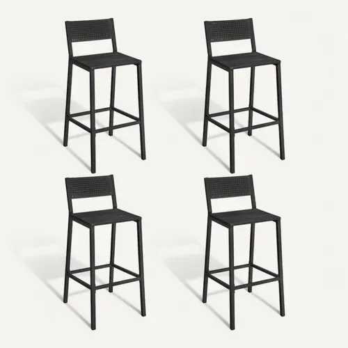 Tabourets De Bar, Lot De 4, Sièges Cuisine, Style Industriel, Gris Anthracite Et Noir