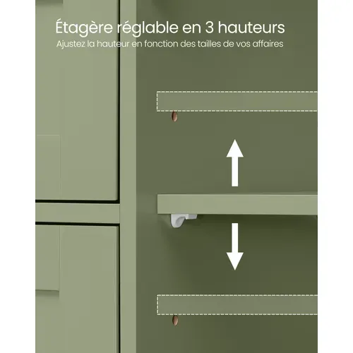 Meuble Salle De Bain Rangement, Avec 4 Tiroirs, Étagère Réglable, 30 X 55 X 82 Cm, Vert Forêt