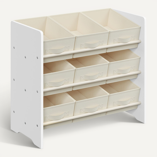 étagère à Jouets Pour Enfants, 9 Boîtes De Rangement, 29,5 X 62,5 X 60 Cm, Blanc Nuage