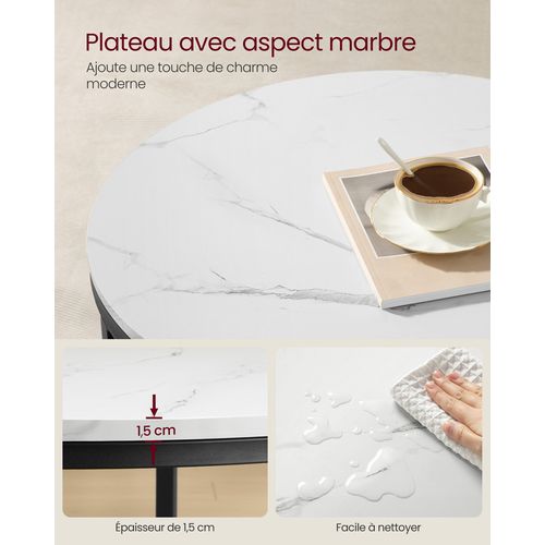 Table Basse, Support En Verre Trempé, Facile à Assembler
