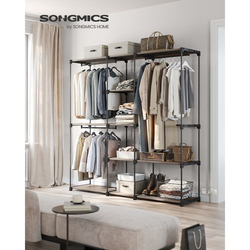 Armoire De Rangement, Avec Barres De Suspension, Porte-vêtements, 182 X 43 X 182 Cm, Taupe