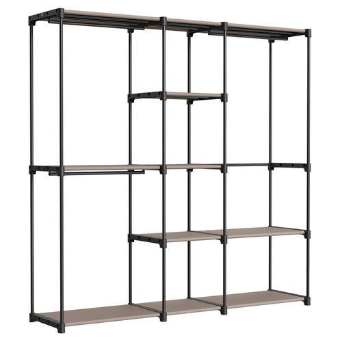 Armoire De Rangement, Avec Barres De Suspension, Porte-vêtements, 182 X 43 X 182 Cm, Taupe