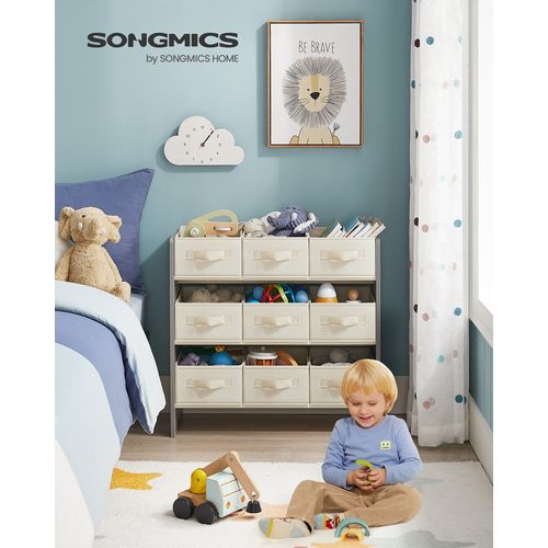 Étagère à Jouets Pour Enfants, 9 Boîtes De Rangement, 29,5 X 62,5 X 60 Cm, Gris Tourterelle