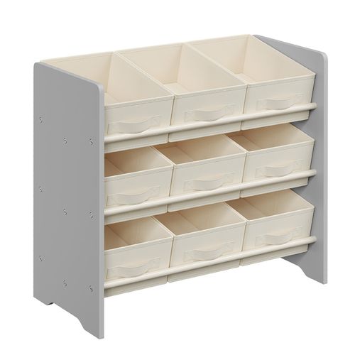 Étagère à Jouets Pour Enfants, 9 Boîtes De Rangement, 29,5 X 62,5 X 60 Cm, Gris Tourterelle
