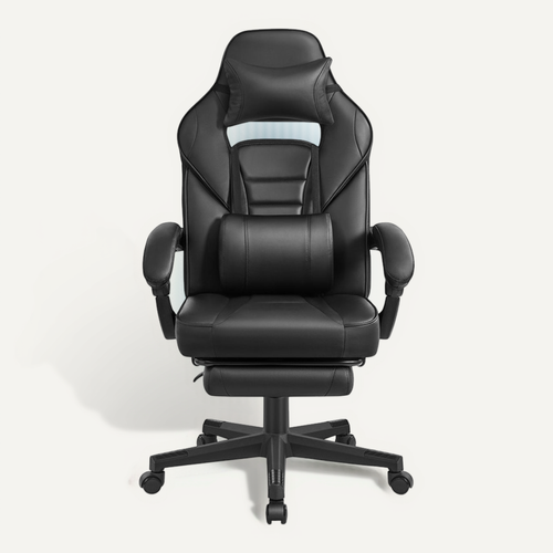 Fauteuil De Bureau, Réglable, Repose-pieds Télescopique, Mécanisme à Bascule, Noir D'encre