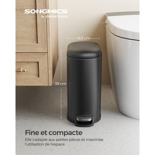 Poubelle Salle De Bain 3L Metaline Sauge - Métal Mat, Frein De Chute, Design Douceur D'Intérieur