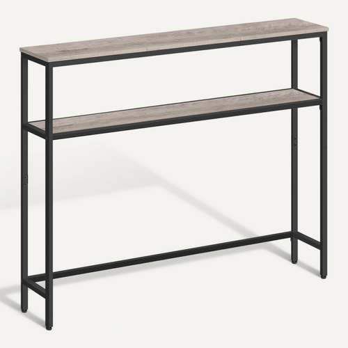 Console Pour Couloir, Table De Salon Fine à 2 Niveaux, 20 X 100 X 80 Cm, Grège Chiné Et Noir D'encre