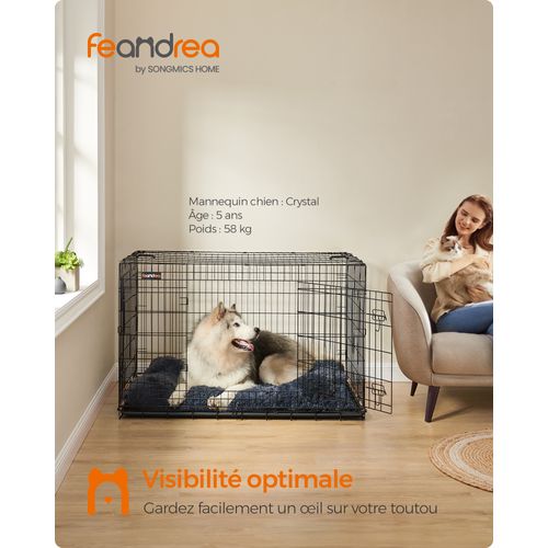 Cage Pour Chien Pliable Avec 2 Portes, Plateau Amovible, 136 X 79 X 87 Cm, Taille Xxxl, Noir