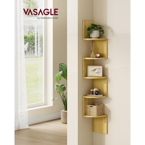 étagère D'angle Murale, étagère De Rangement à 5 Niveaux, étagère à Plantes, Couleur Chêne Naturel