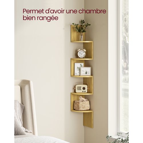 étagère D'angle Murale, étagère De Rangement à 5 Niveaux, étagère à Plantes, Couleur Chêne Naturel