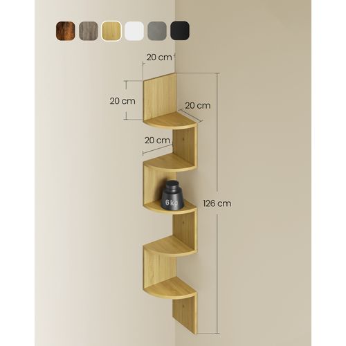 étagère D'angle Murale, étagère De Rangement à 5 Niveaux, étagère à Plantes, Couleur Chêne Naturel