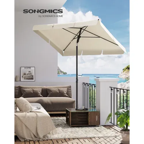 Parasol 230 X 150 Cm, Protection Solaire Upf 50+, Inclinable Sur 30° Dans Les 2 Sens, Beige