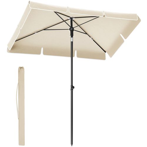 Parasol 230 X 150 Cm, Protection Solaire Upf 50+, Inclinable Sur 30° Dans Les 2 Sens, Beige