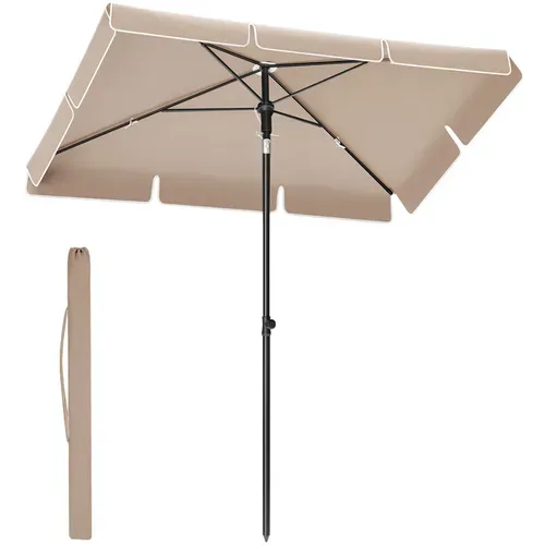 Parasol 230 X 150 Cm, Protection Solaire Upf 50+, Inclinable Sur 30° Dans Les 2 Sens, Taupe