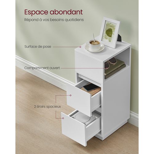 Lot De 2 Tables De Chevet Murales Avec Tiroir Et Compartiment Ouvert 50 X 36 X 40 Cm Bois Dingenierie Blanc Dec036035 87868824