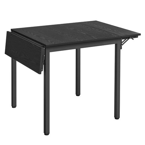 Table De Salle à Manger Pliable, Pour 2 à 4 Personnes, Avec Abattants, Noir Boisé Et Noir D'encre