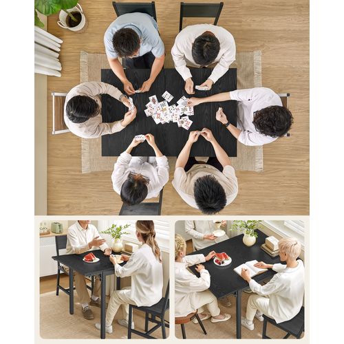 Table De Salle à Manger Pliable, Pour 2 à 4 Personnes, Avec Abattants, Noir Boisé Et Noir D'encre