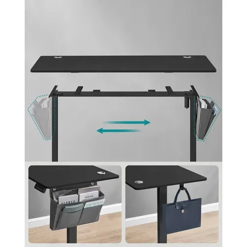 Bureau Électrique Assis-debout, Bureau Réglable En Hauteur, 70 X 160 X (72-120) Cm, Noir D'encre