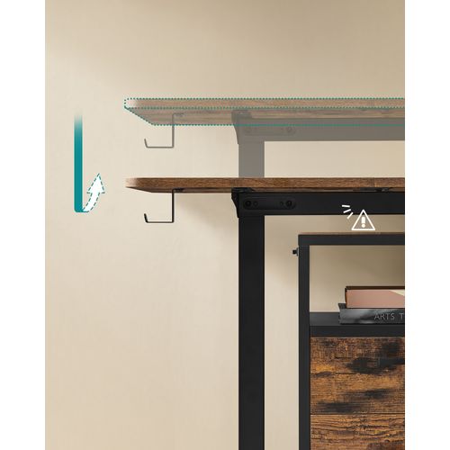 Bureau Électrique Assis-debout, Bureau Réglable En Hauteur, 60 X 140 X (72-120) Cm, Marron Et Noir