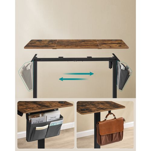 Bureau Électrique Assis-debout, Bureau Réglable En Hauteur, 60 X 140 X (72-120) Cm, Marron Et Noir