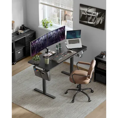 Bureau Électrique Assis-debout, Bureau Réglable En Hauteur, 60 X 140 X (72-120) Cm, Noir D'encre