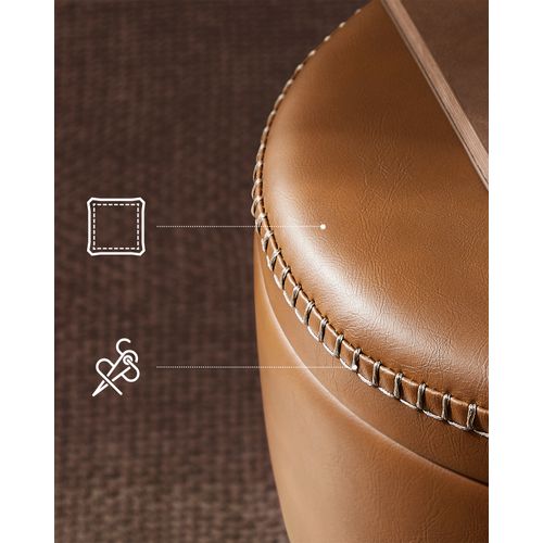 Tabouret De Bar Pivotant à 360°, Hauteur Réglable, Avec Rangement, Pu Avec Coutures, Marron Caramel