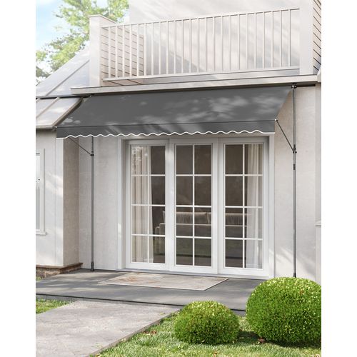 Store Banne Rétractable, Manuel, Réglable En Hauteur, Avec Manivelle, 350 X 120 Cm, Gris Anthracite