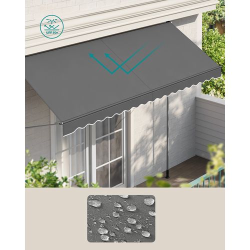 Store Banne Rétractable, Manuel, Réglable En Hauteur, Avec Manivelle, 350 X 120 Cm, Gris Anthracite